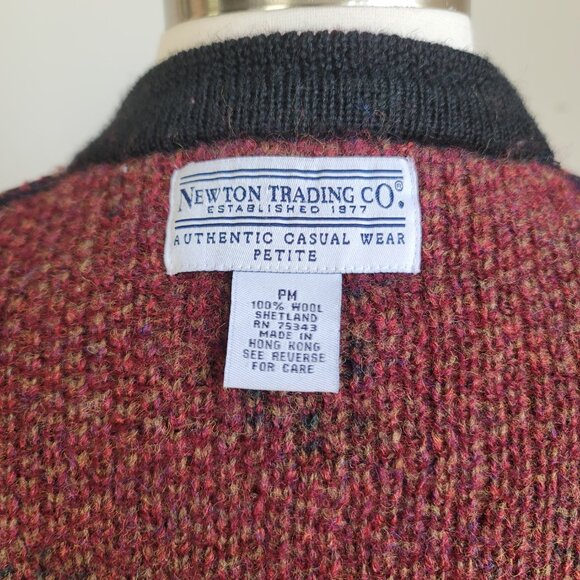 Newton Trading Co. Shetland Wool Iceland Cottagecore Floral Zip Up Cardigan PM - Picture 6 of 16